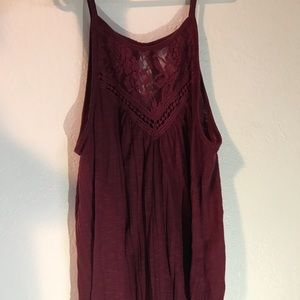 maroon lacy tanktop